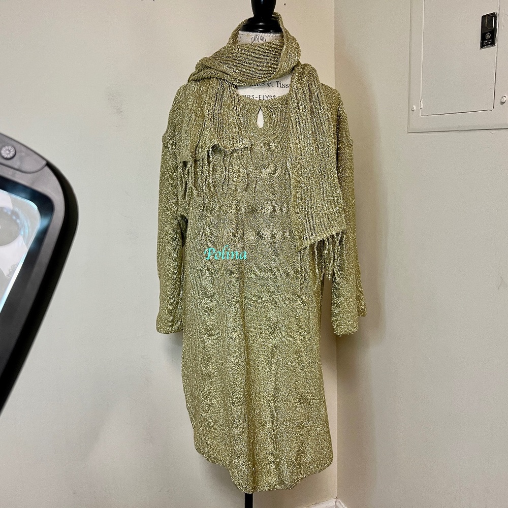 Golder Lurex Tunic with Matching Scarf Made in India ONE SIZE - soooo cute!